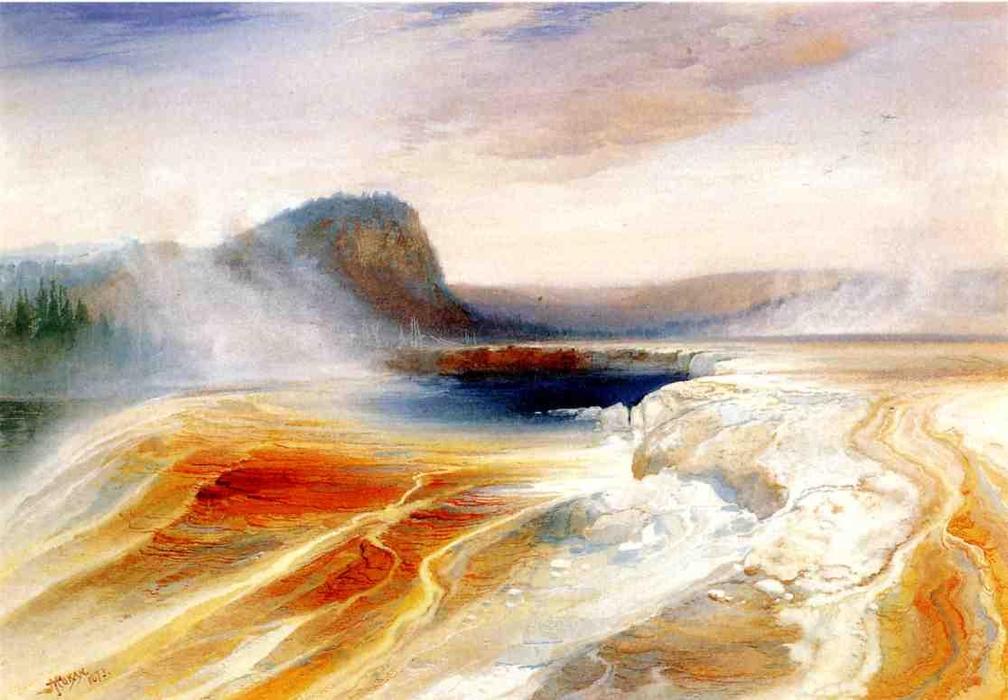 WikiOO.org - Encyclopedia of Fine Arts - Maleri, Artwork Thomas Moran - Lower Geyser Basin