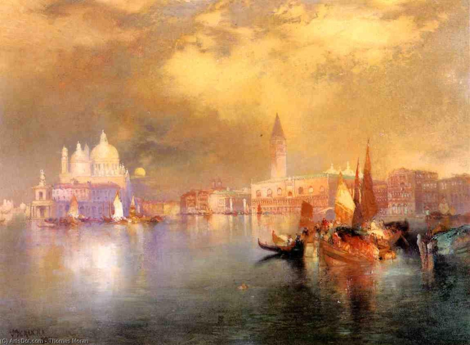 Wikioo.org - สารานุกรมวิจิตรศิลป์ - จิตรกรรม Thomas Moran - Moonlight in Venice