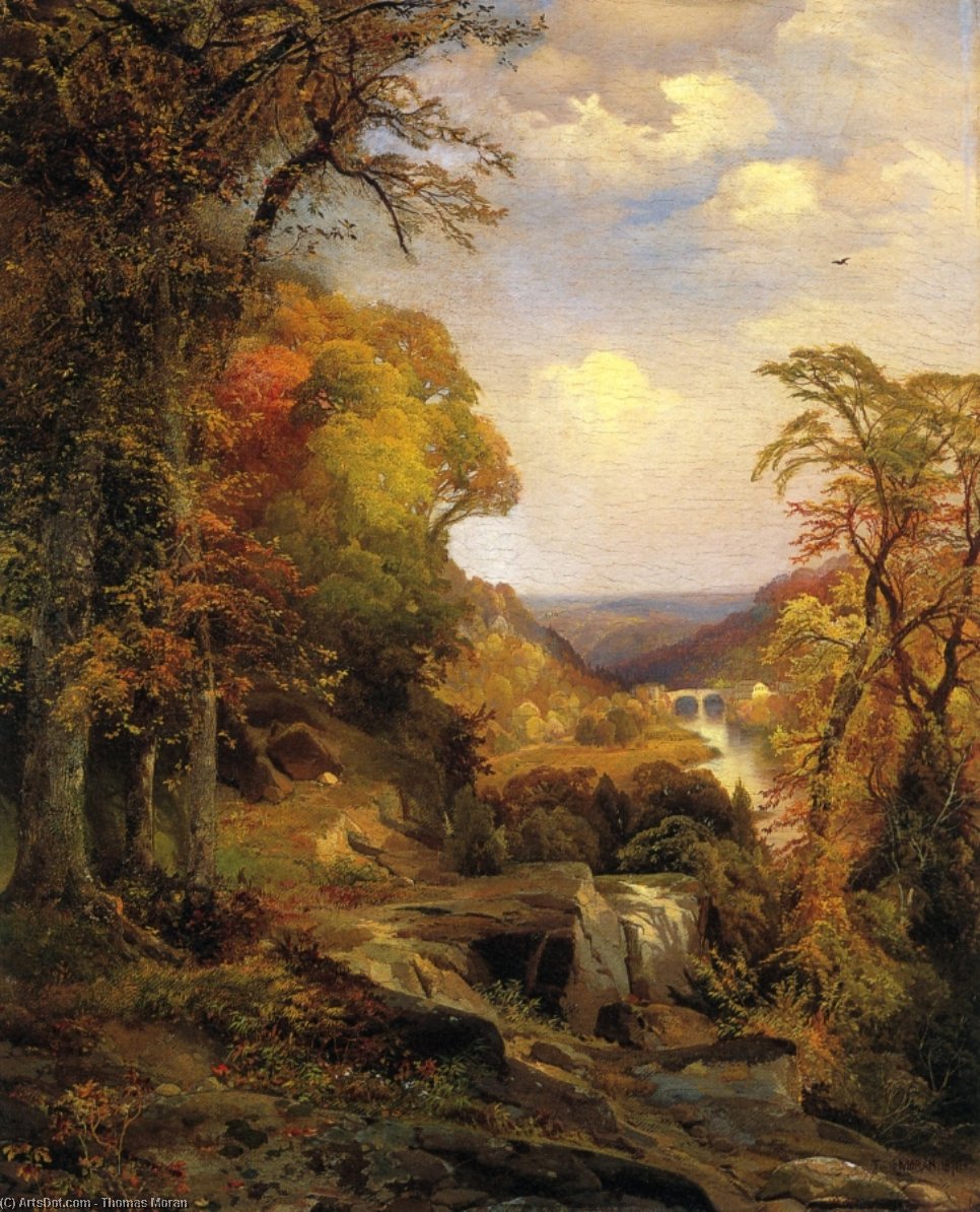 Wikioo.org - The Encyclopedia of Fine Arts - Painting, Artwork by Thomas Moran - On the Wissahickon near Chestnut Hill