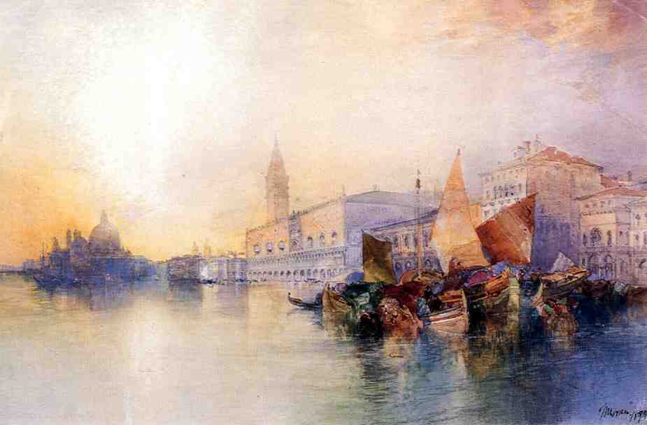 Wikioo.org - The Encyclopedia of Fine Arts - Painting, Artwork by Thomas Moran - Santa Maria and The Ducal Palace, Venice