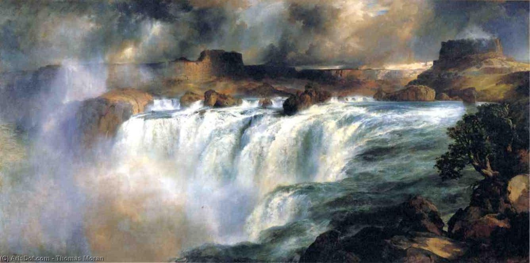WikiOO.org - Encyclopedia of Fine Arts - Schilderen, Artwork Thomas Moran - Shoshone Falls on the Snake River