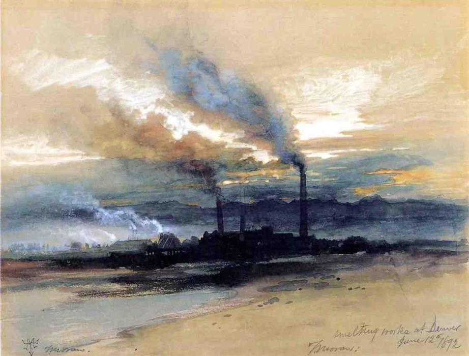 WikiOO.org - Encyclopedia of Fine Arts - Maalaus, taideteos Thomas Moran - Smelting Works at Denver