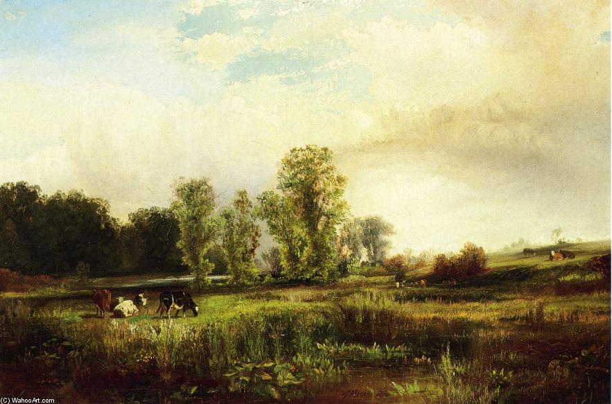 Wikioo.org – La Enciclopedia de las Bellas Artes - Pintura, Obras de arte de Thomas Moran - verano paisaje con vacas