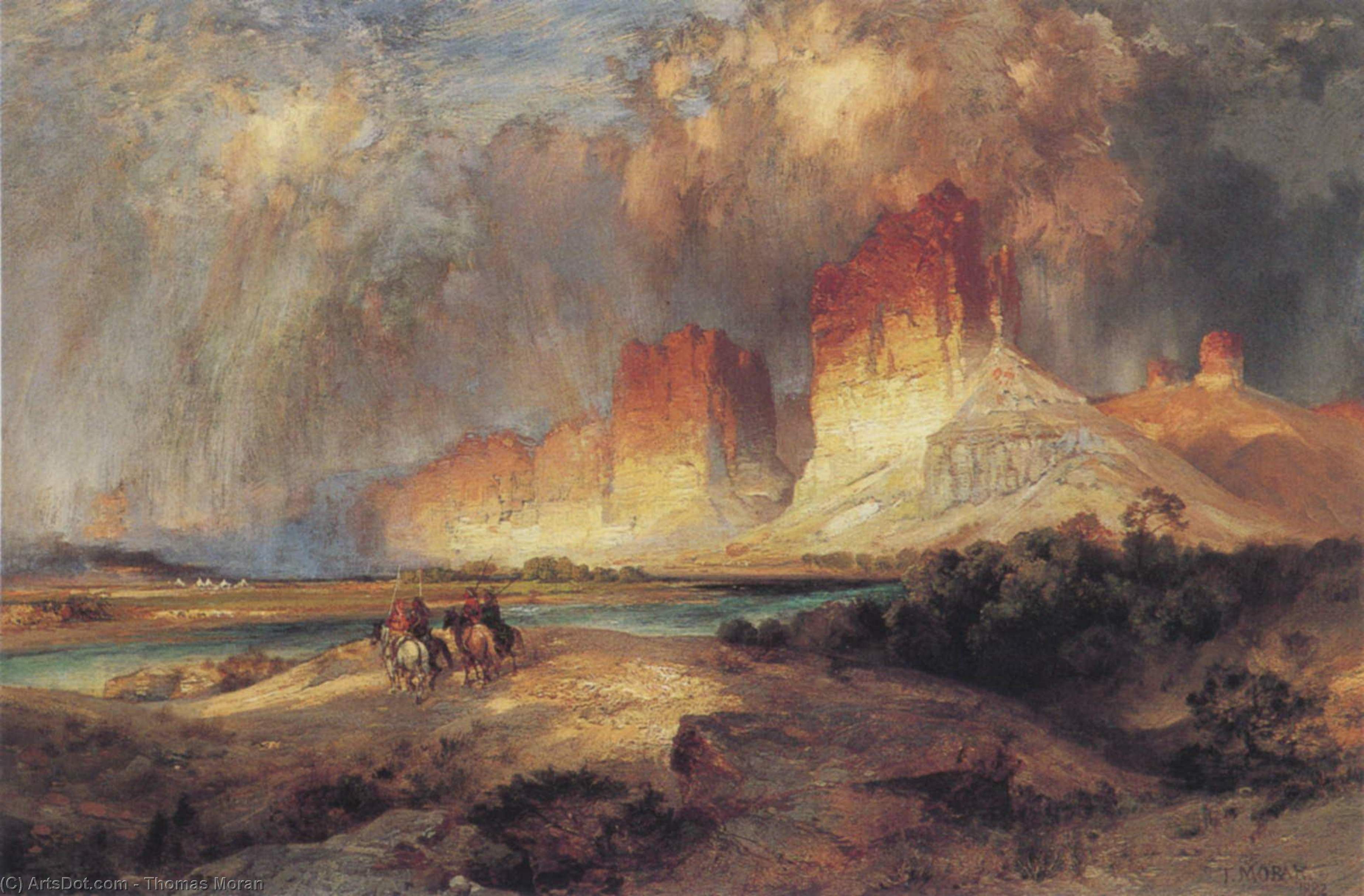 Wikioo.org - The Encyclopedia of Fine Arts - Painting, Artwork by Thomas Moran - Summer, Amphitheatre, Colorado River, Utah Territory