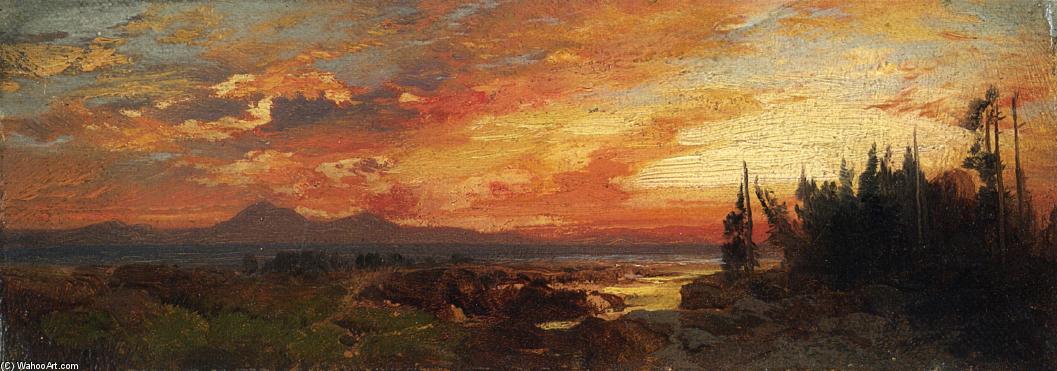 WikiOO.org - Encyclopedia of Fine Arts - Maalaus, taideteos Thomas Moran - Sunset on the Great Salt Lake, Utah