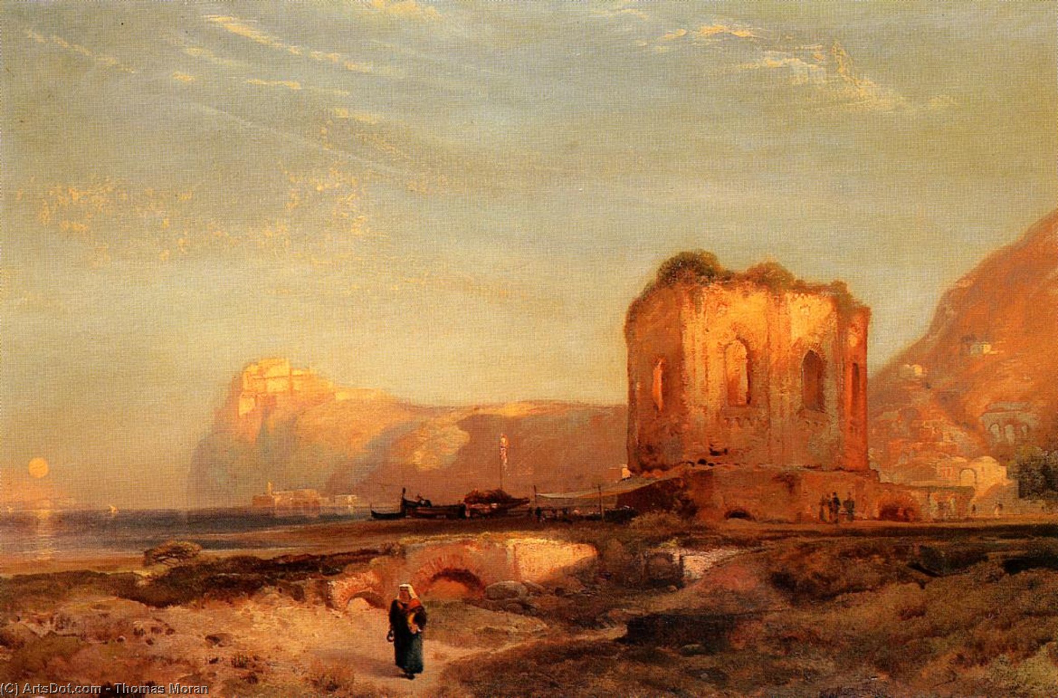 Wikioo.org - The Encyclopedia of Fine Arts - Painting, Artwork by Thomas Moran - Temple of Venus, Castle of Baiae