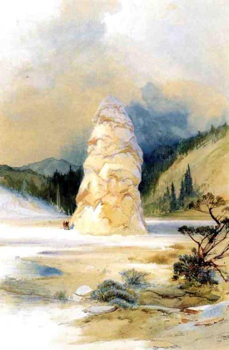 Wikioo.org - The Encyclopedia of Fine Arts - Painting, Artwork by Thomas Moran - The Hot Springs of Gardiners River, Extinct Geyser Crater