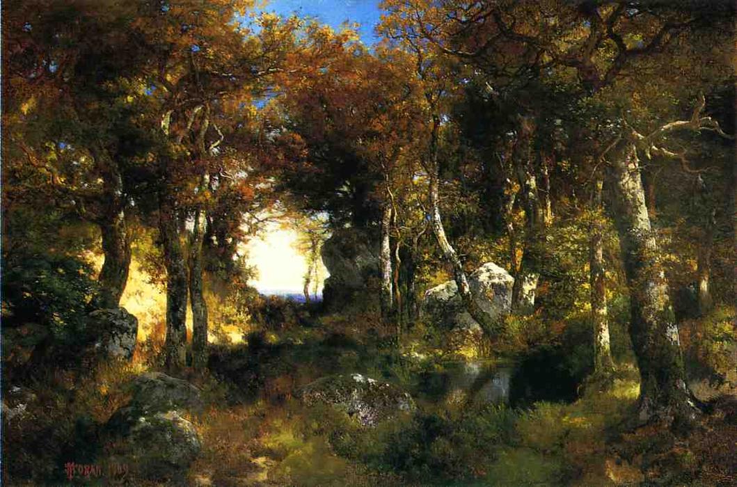Wikioo.org - The Encyclopedia of Fine Arts - Painting, Artwork by Thomas Moran - The Woodland Pool