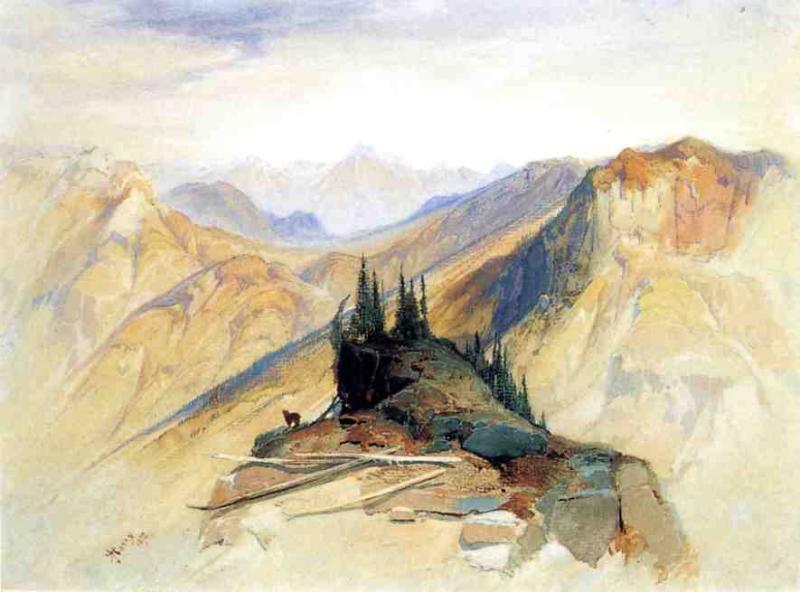 WikiOO.org - Güzel Sanatlar Ansiklopedisi - Resim, Resimler Thomas Moran - The Yellowstone Range, near Fort Ellis
