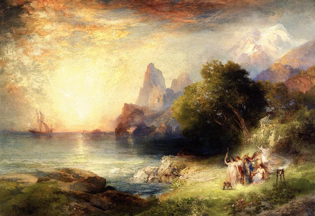 Wikioo.org – L'Encyclopédie des Beaux Arts - Peinture, Oeuvre de Thomas Moran - Ulysse et les sirènes
