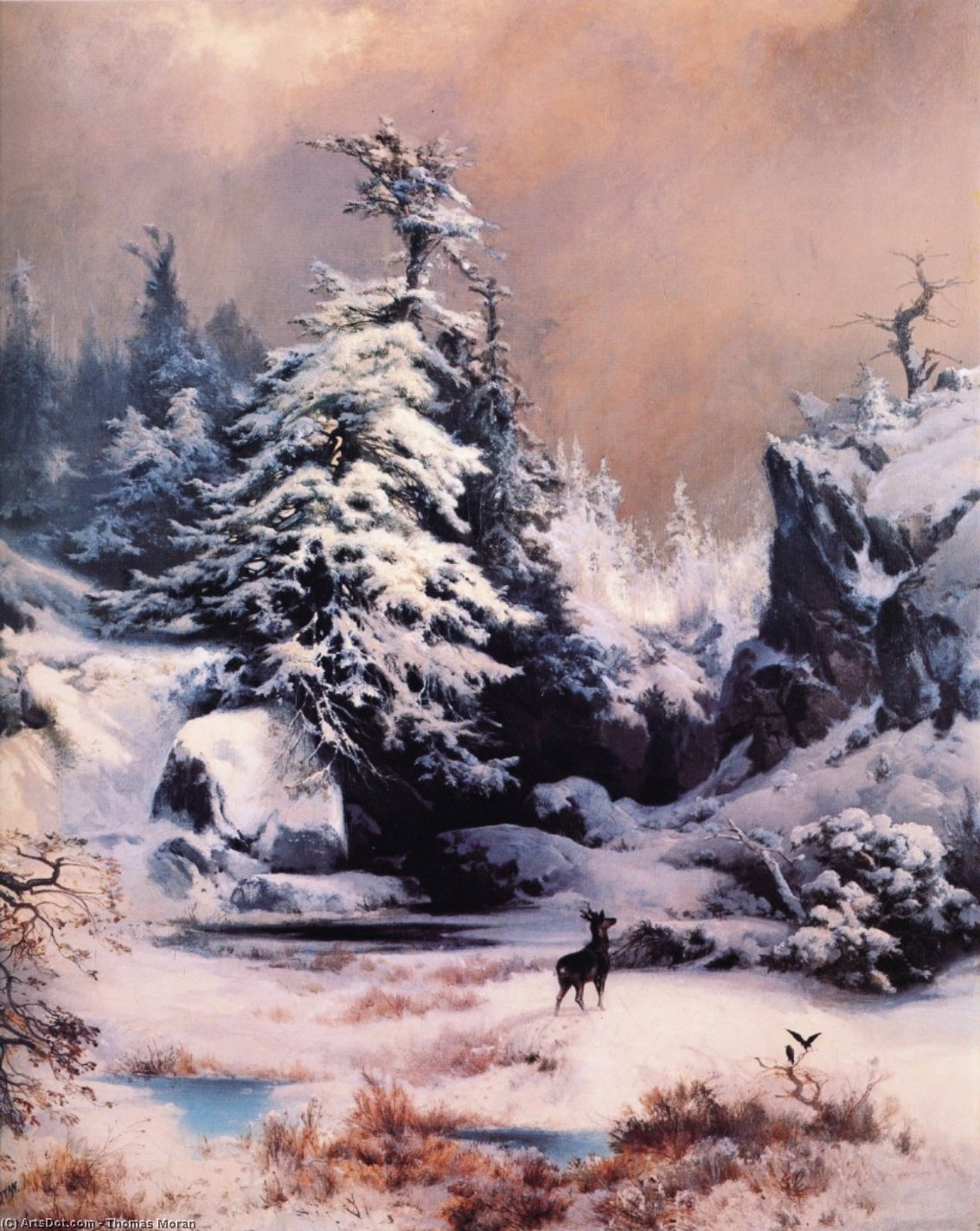 WikiOO.org - Encyclopedia of Fine Arts - Schilderen, Artwork Thomas Moran - Winter in the Rockies