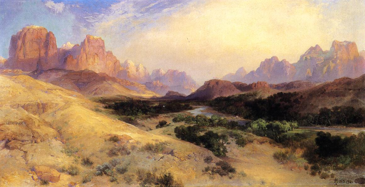 Wikioo.org - The Encyclopedia of Fine Arts - Painting, Artwork by Thomas Moran - Zion Valley, South Utah