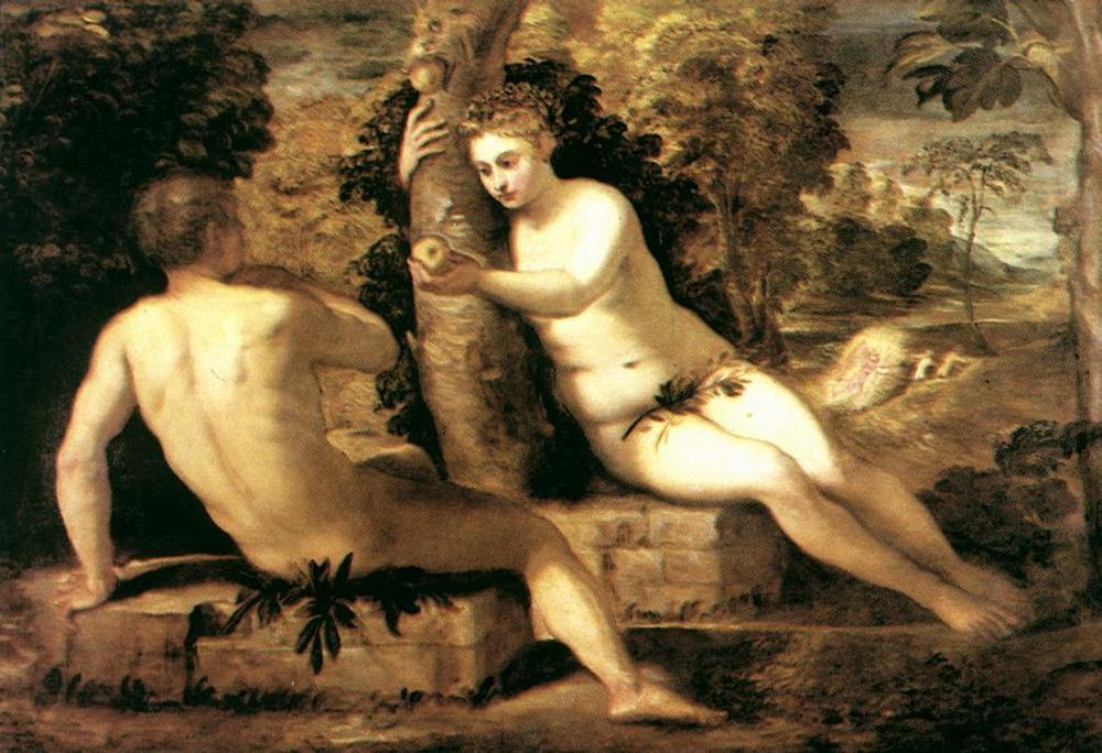 WikiOO.org - 백과 사전 - 회화, 삽화 Tintoretto (Jacopo Comin) - Adam and Eve