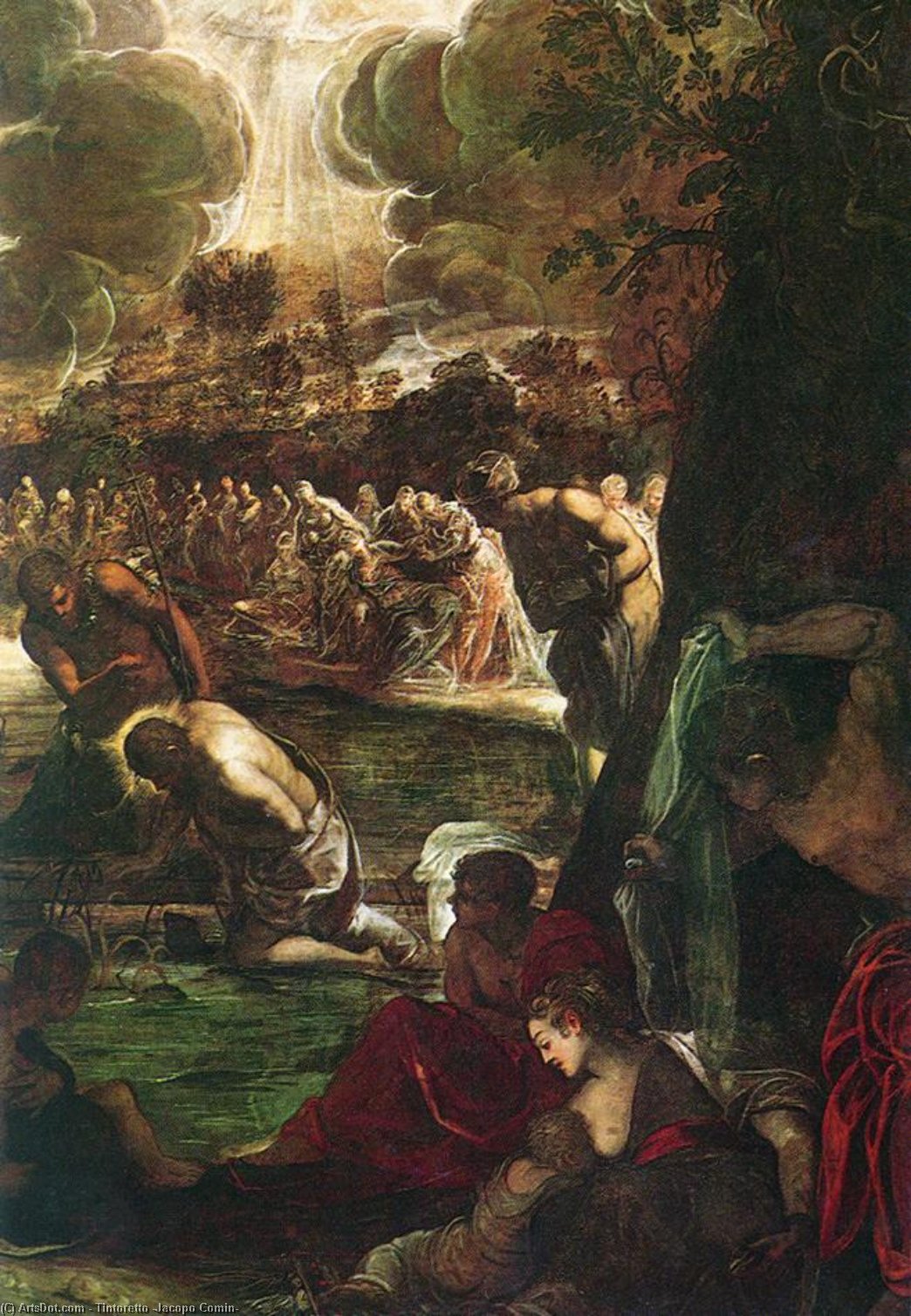 Wikioo.org - สารานุกรมวิจิตรศิลป์ - จิตรกรรม Tintoretto (Jacopo Comin) - Baptism of Christ detail1