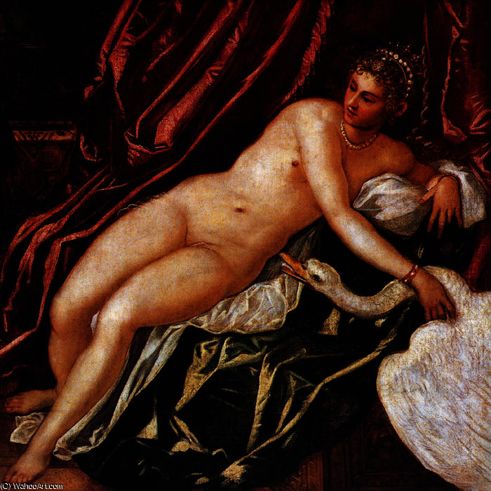 WikiOO.org - Enciclopedia of Fine Arts - Pictura, lucrări de artă Tintoretto (Jacopo Comin) - Ledaandtheswan