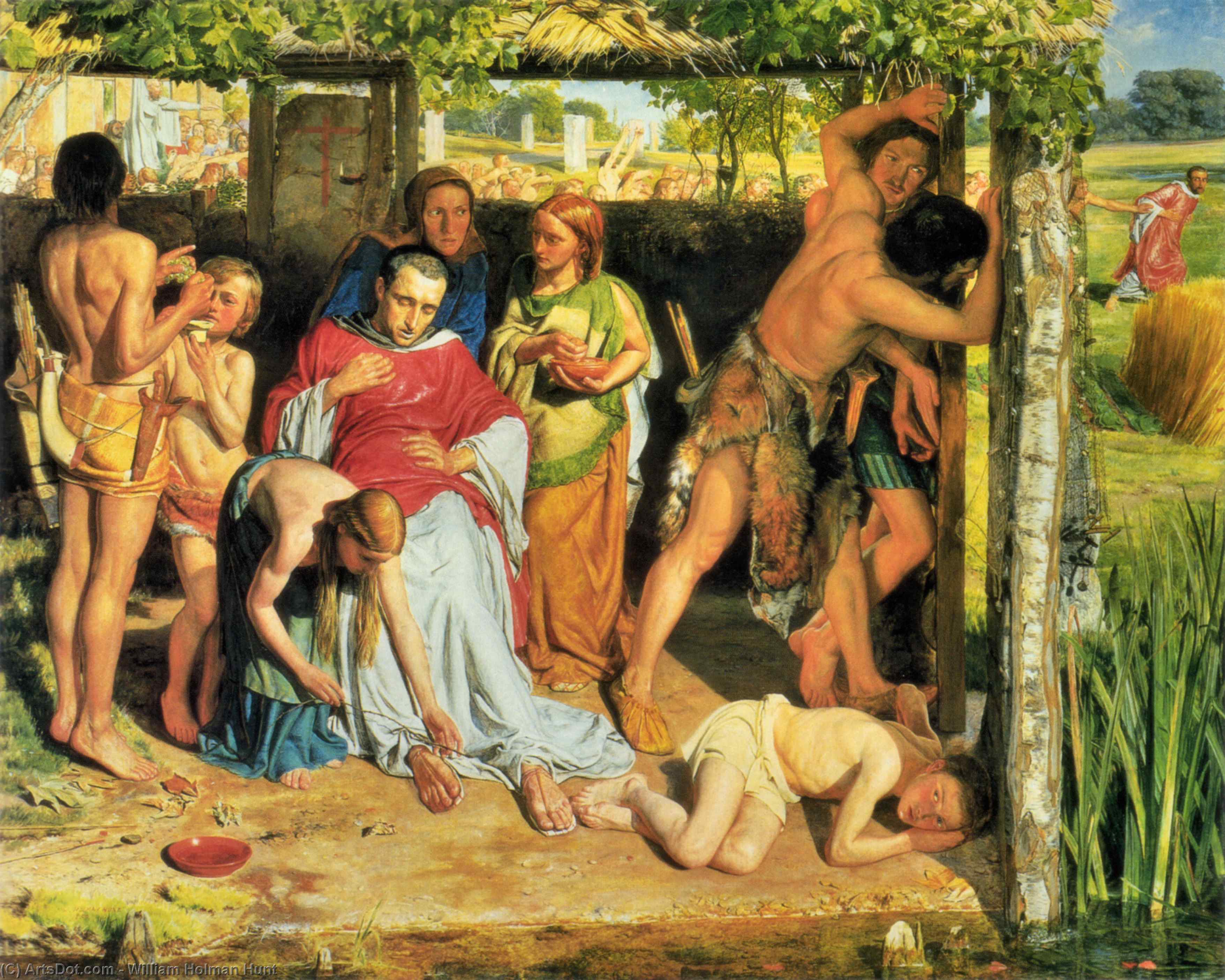 Wikioo.org - สารานุกรมวิจิตรศิลป์ - จิตรกรรม William Holman Hunt - A Converted British Family Sheltering a Christian Missionary from the Persecution of the Druids