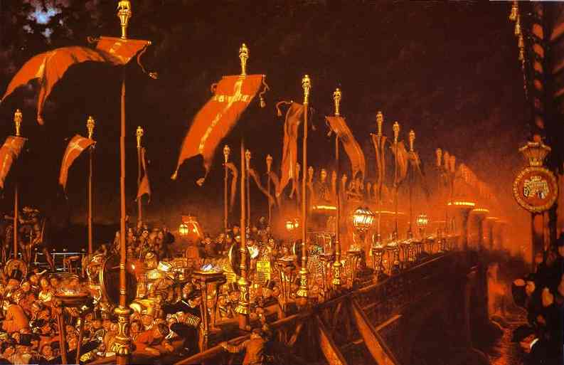 Wikoo.org - موسوعة الفنون الجميلة - اللوحة، العمل الفني William Holman Hunt - London Bridge on the Night of the Wedding of the Prince and Princess of Wales