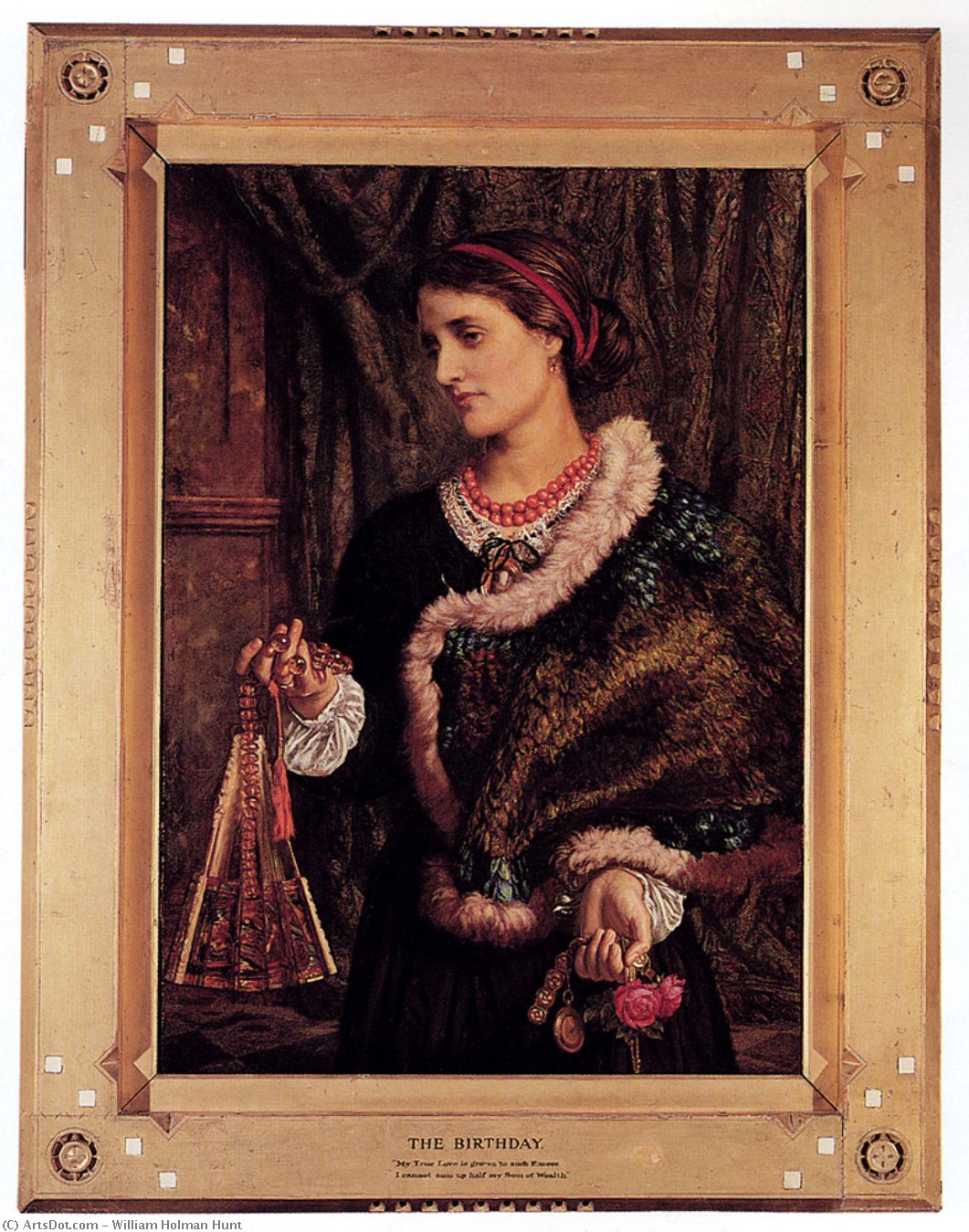 Wikioo.org - The Encyclopedia of Fine Arts - Painting, Artwork by William Holman Hunt - The Birthday. A Portrait Of The Artist's Wife, Edith