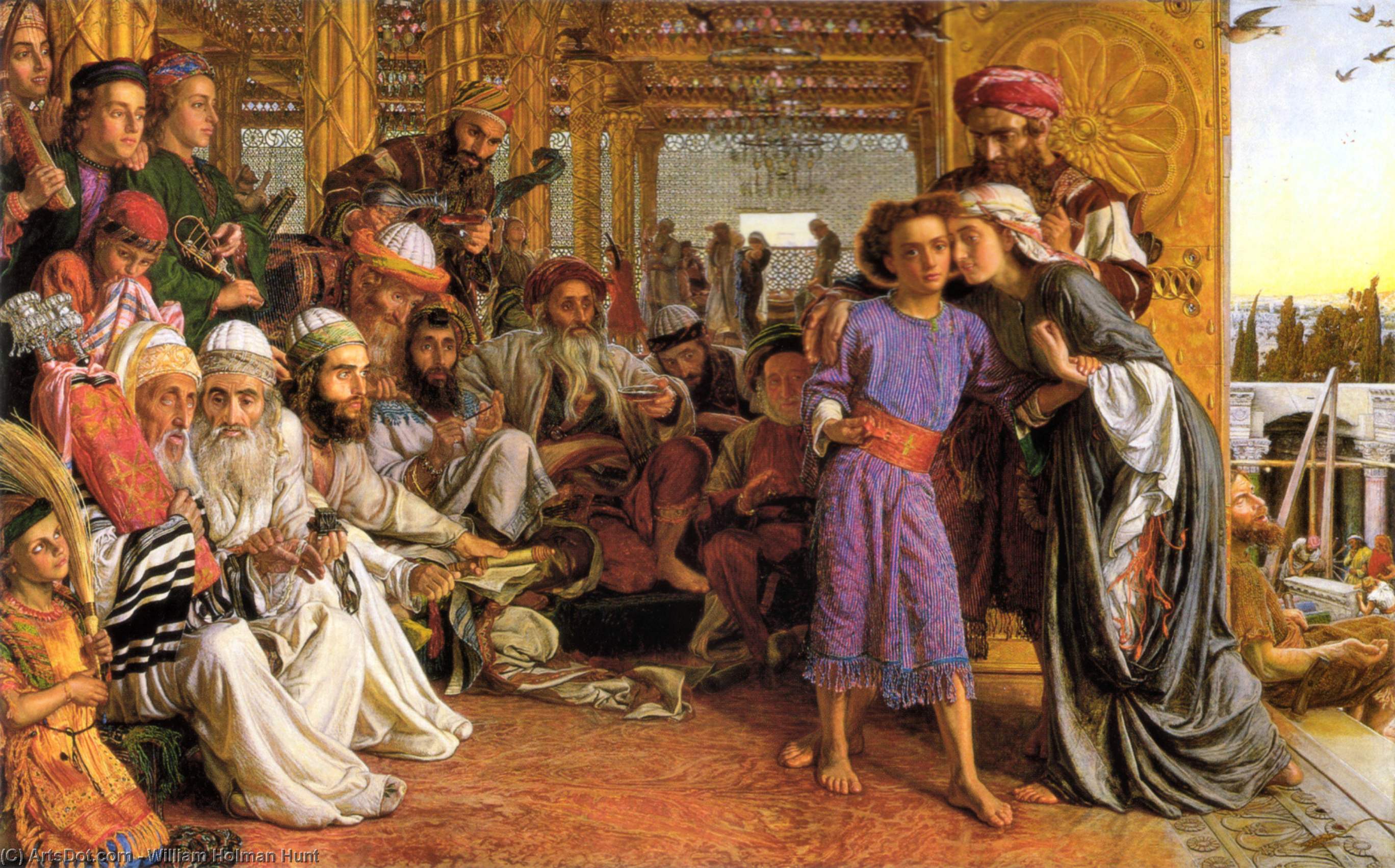 WikiOO.org - Encyclopedia of Fine Arts - Maľba, Artwork William Holman Hunt - The Finding of the Saviour in the Temple