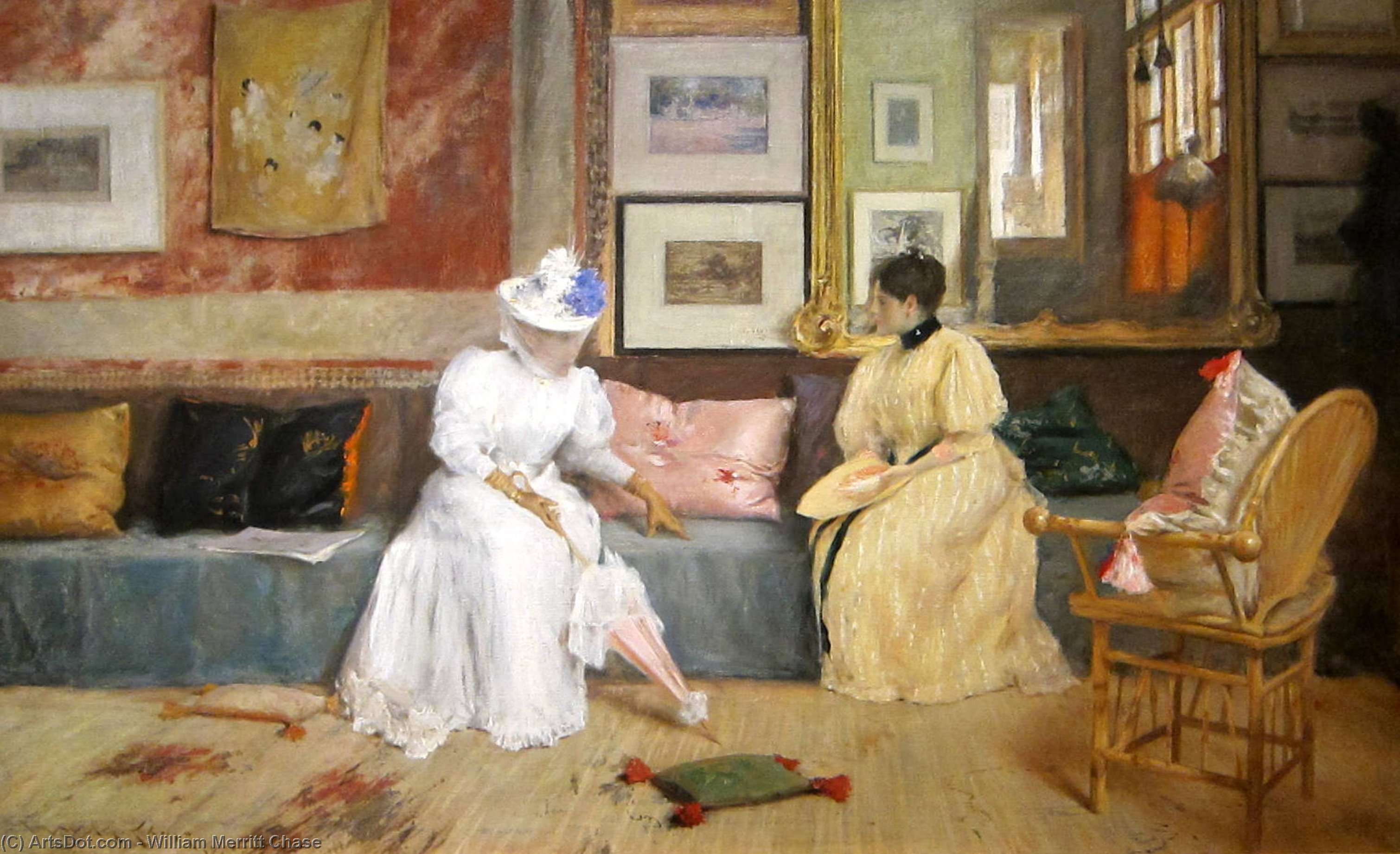 Wikioo.org - The Encyclopedia of Fine Arts - Painting, Artwork by William Merritt Chase - A Friendly Visit