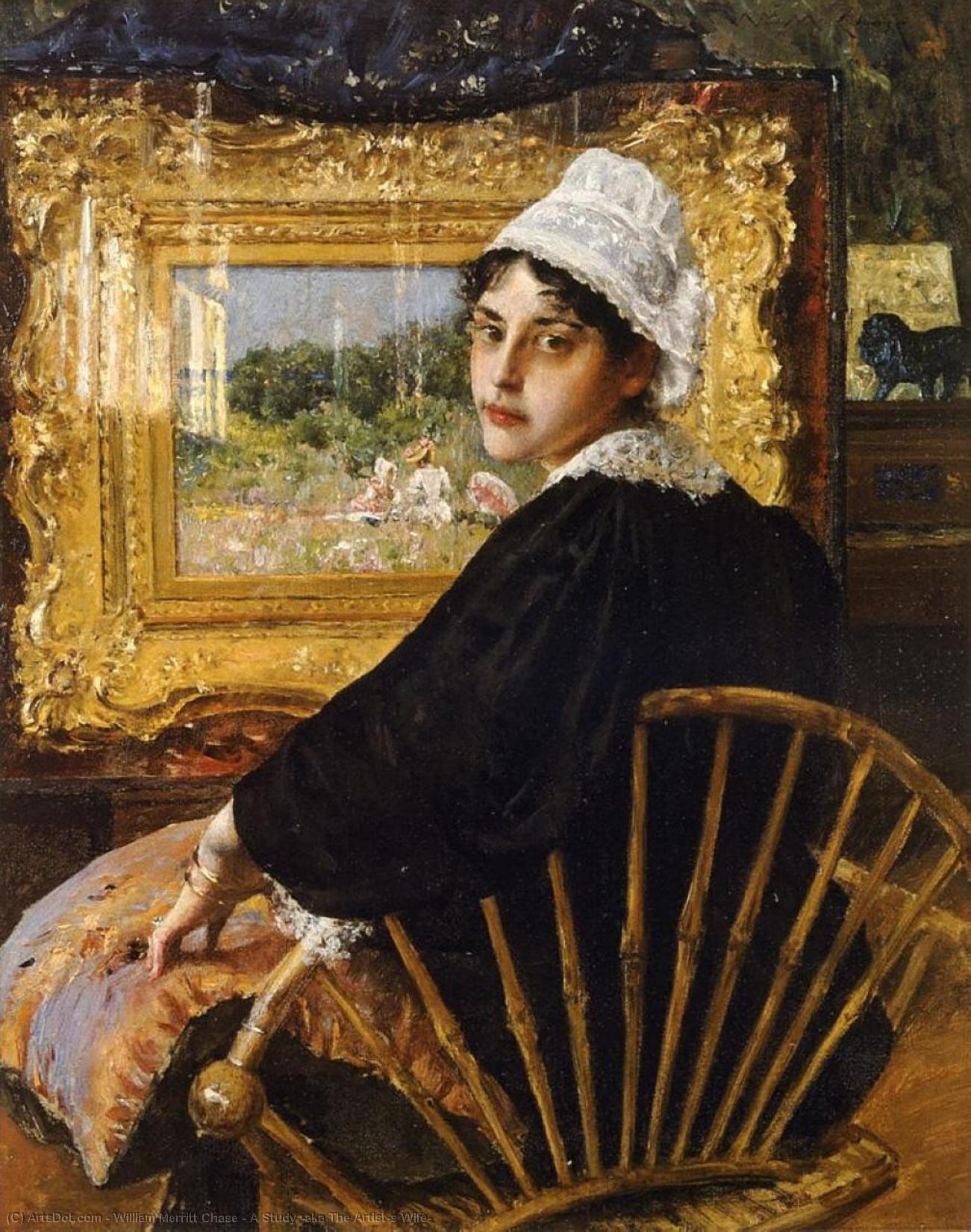 Wikioo.org - The Encyclopedia of Fine Arts - Painting, Artwork by William Merritt Chase - A Study (aka The Artist's Wife)