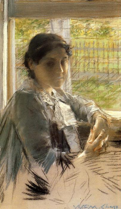 Wikioo.org - Bách khoa toàn thư về mỹ thuật - Vẽ tranh, Tác phẩm nghệ thuật William Merritt Chase - At the Window
