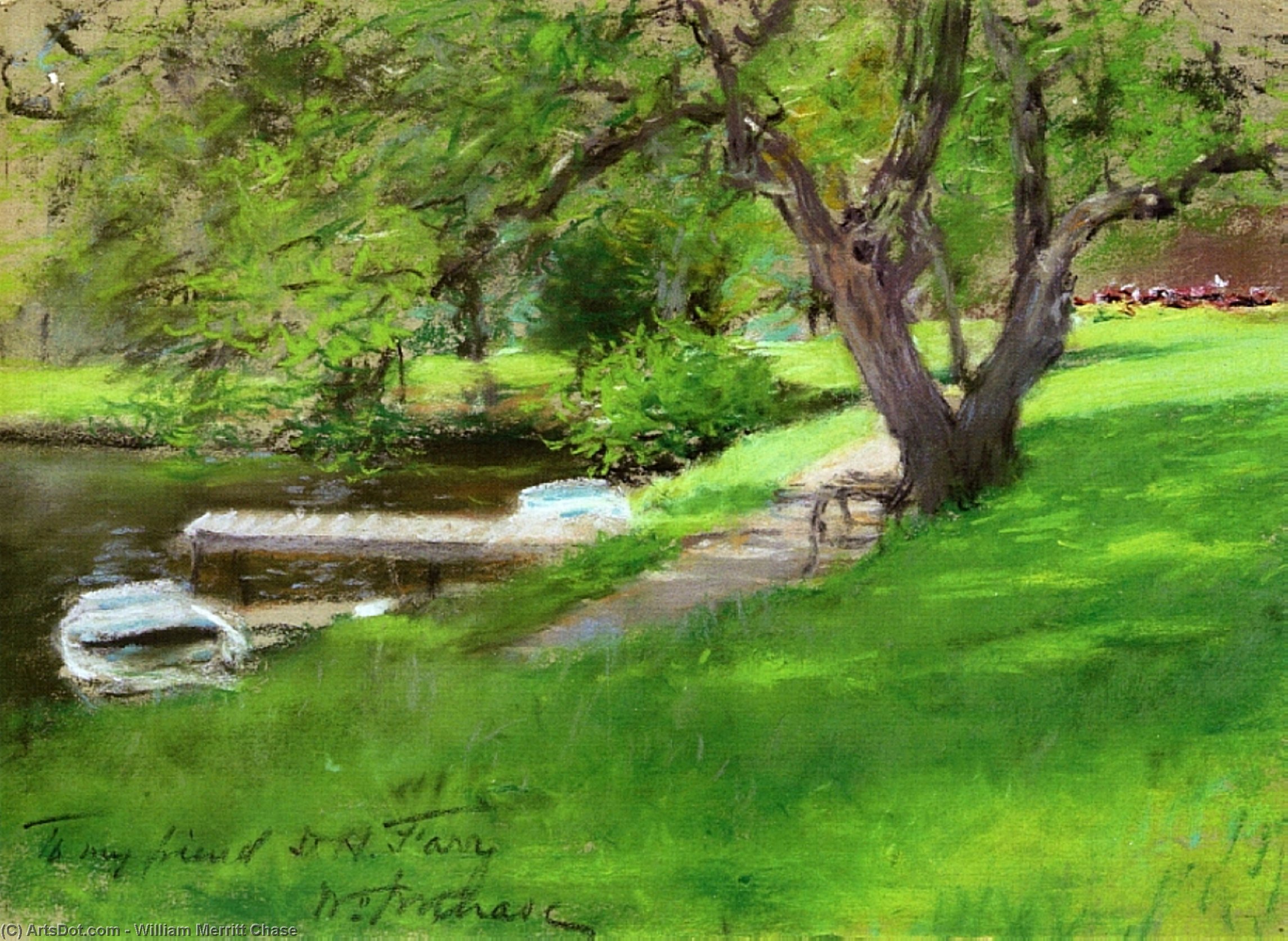 WikiOO.org - Енциклопедія образотворчого мистецтва - Живопис, Картини
 William Merritt Chase - Bank of a Lake in Central Park