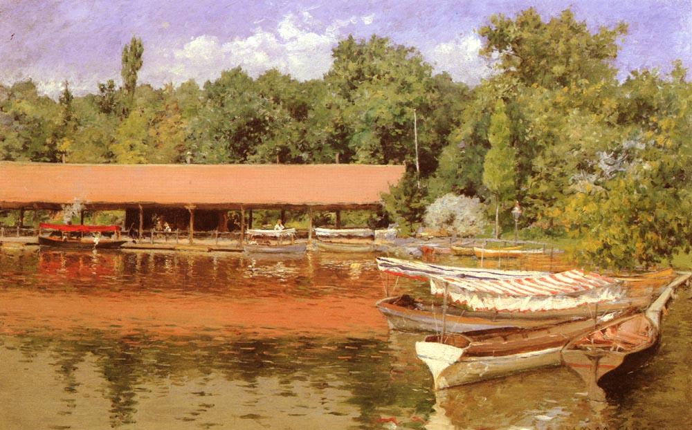 Wikioo.org - The Encyclopedia of Fine Arts - Painting, Artwork by William Merritt Chase - Boat House, Prospect Park