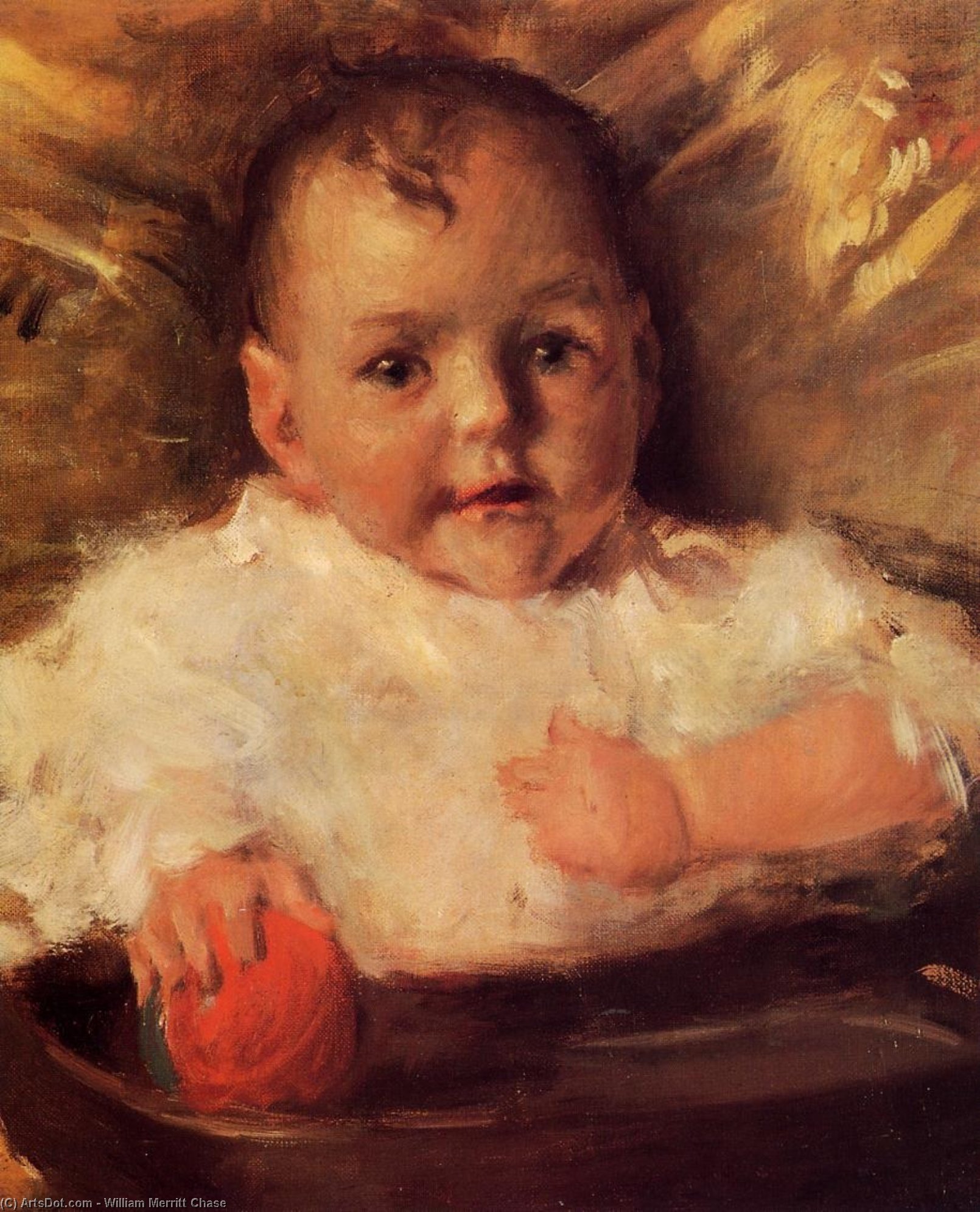 Wikioo.org - The Encyclopedia of Fine Arts - Painting, Artwork by William Merritt Chase - Bobbie, A Portrait Sketch