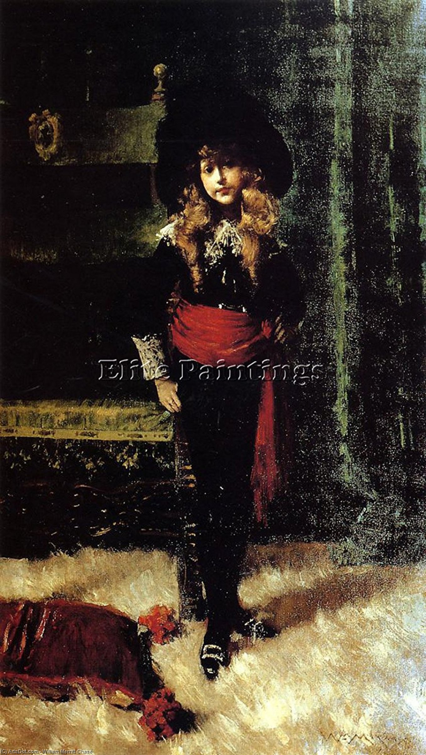 WikiOO.org - אנציקלופדיה לאמנויות יפות - ציור, יצירות אמנות William Merritt Chase - Elsie Leslie Lyde as Little Lord Fauntleroy
