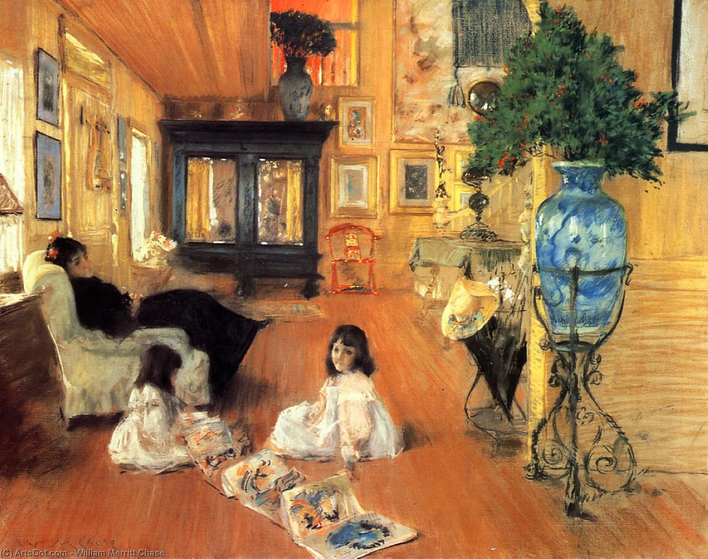 Wikioo.org - The Encyclopedia of Fine Arts - Painting, Artwork by William Merritt Chase - Hall at Shinnecock