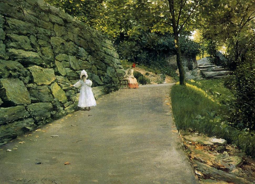 Wikioo.org – La Enciclopedia de las Bellas Artes - Pintura, Obras de arte de William Merritt Chase - en el parque - un By-Path