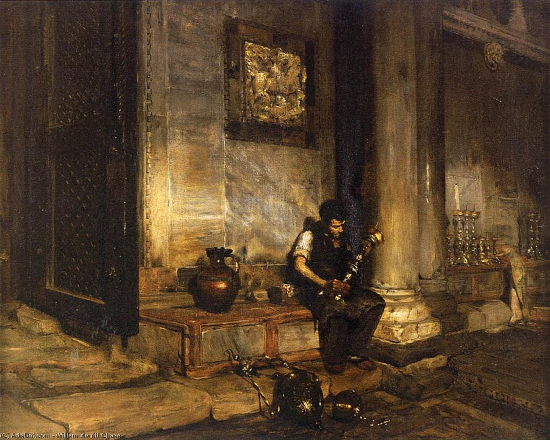 Wikioo.org - The Encyclopedia of Fine Arts - Painting, Artwork by William Merritt Chase - Interior of the Baptistry at St. Mark's
