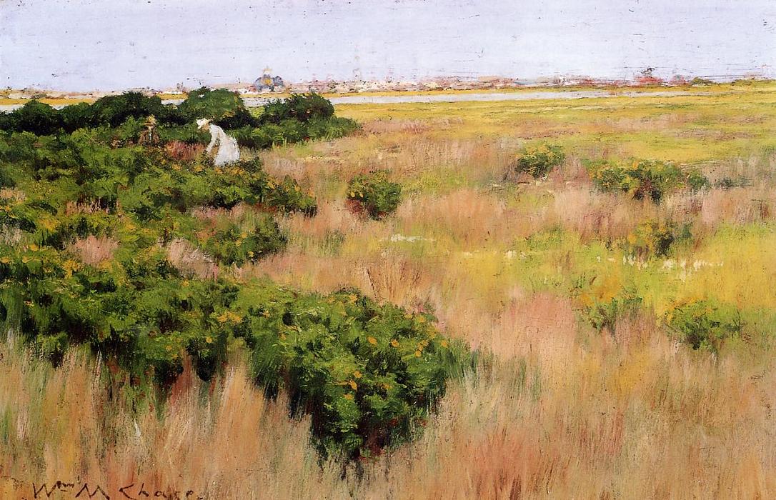 Wikioo.org – La Enciclopedia de las Bellas Artes - Pintura, Obras de arte de William Merritt Chase - paisaje cerca Isla Coney