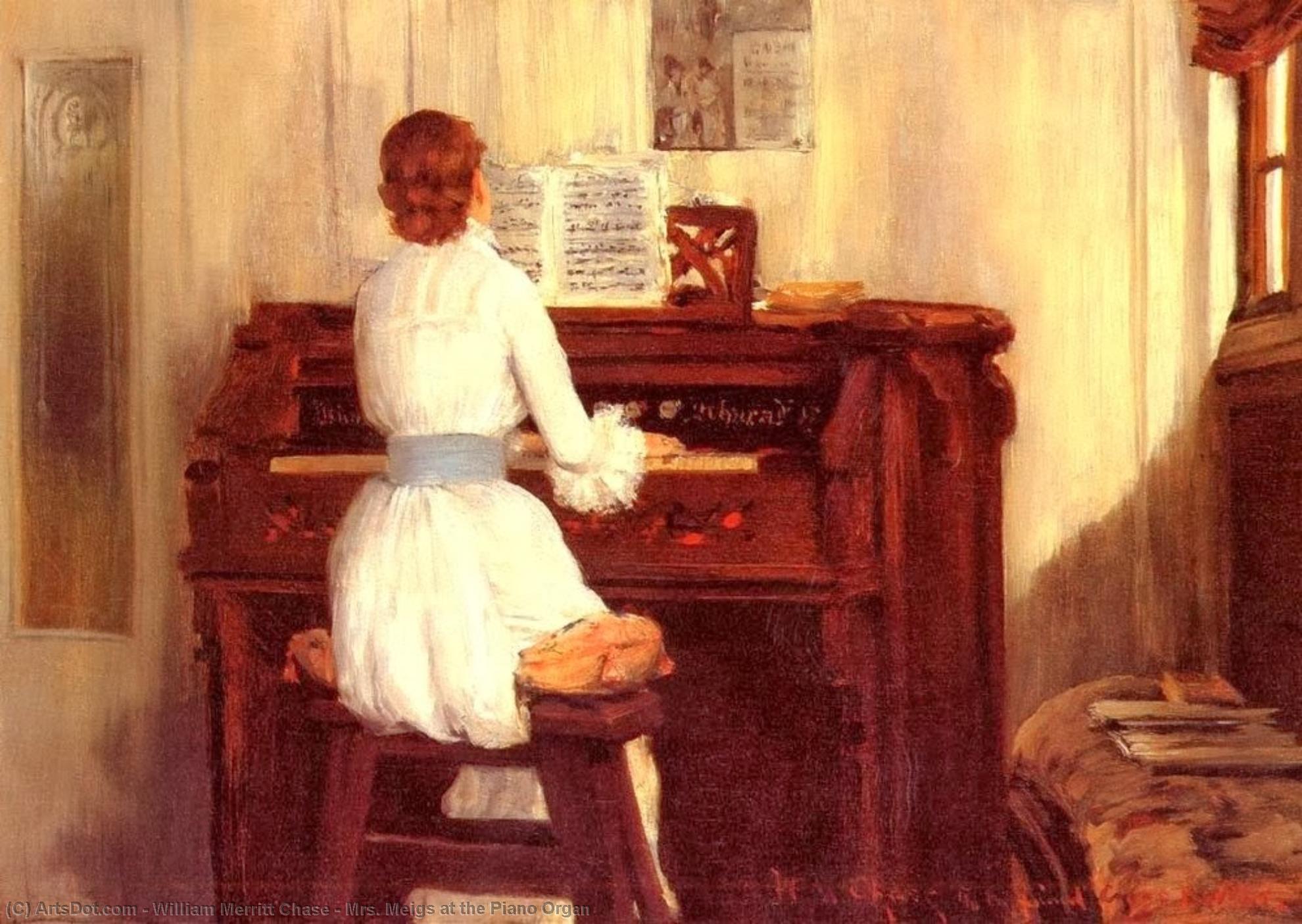Wikioo.org - The Encyclopedia of Fine Arts - Painting, Artwork by William Merritt Chase - Mrs. Meigs at the Piano Organ