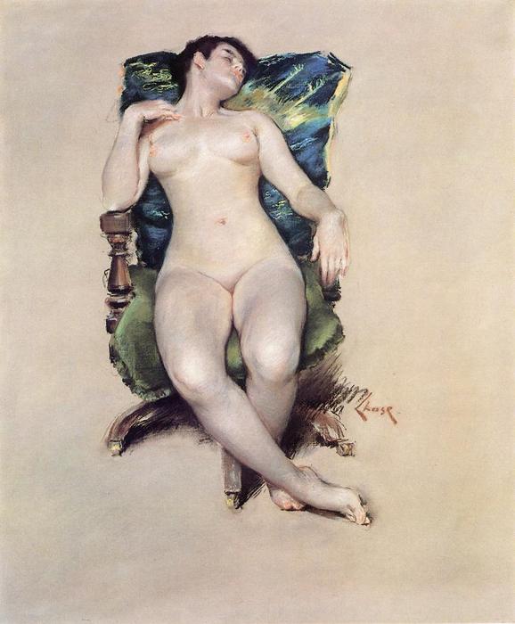Wikioo.org - Bách khoa toàn thư về mỹ thuật - Vẽ tranh, Tác phẩm nghệ thuật William Merritt Chase - Nude Resting