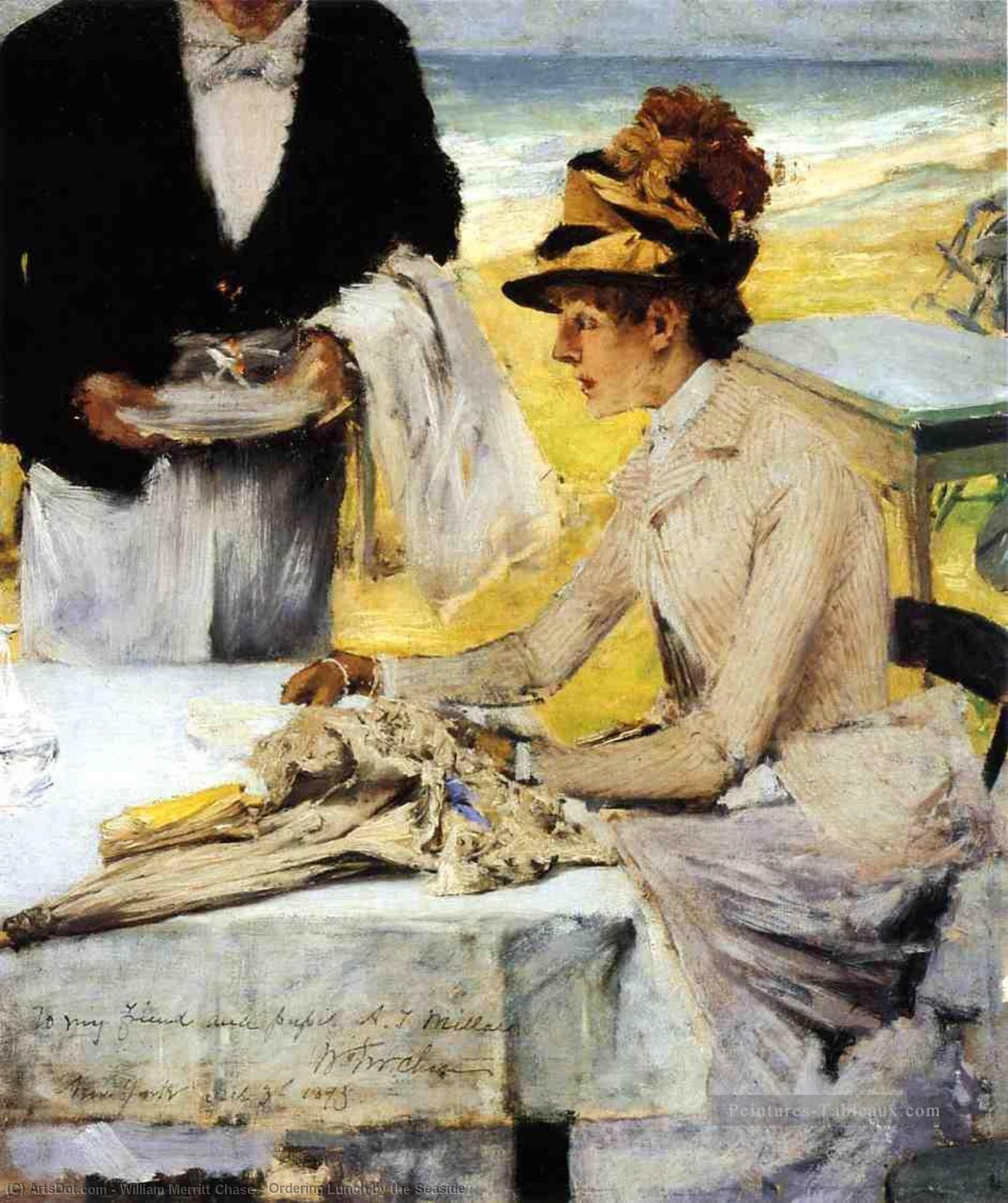 Wikioo.org - The Encyclopedia of Fine Arts - Painting, Artwork by William Merritt Chase - Ordering Lunch by the Seaside