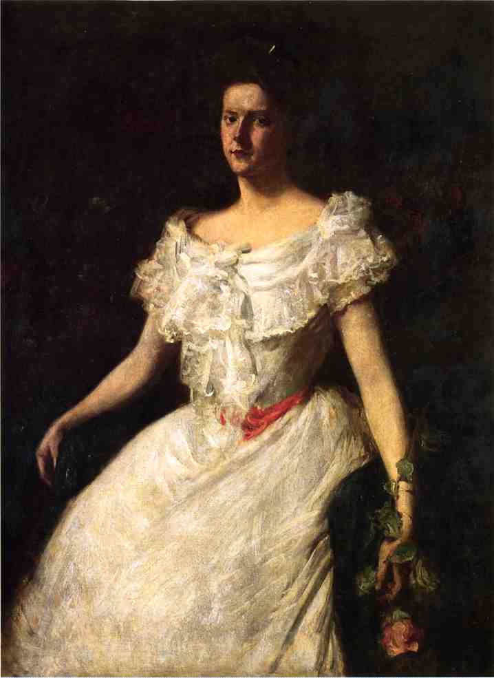 Wikioo.org - The Encyclopedia of Fine Arts - Painting, Artwork by William Merritt Chase - Portrait of a Lady with a Rose