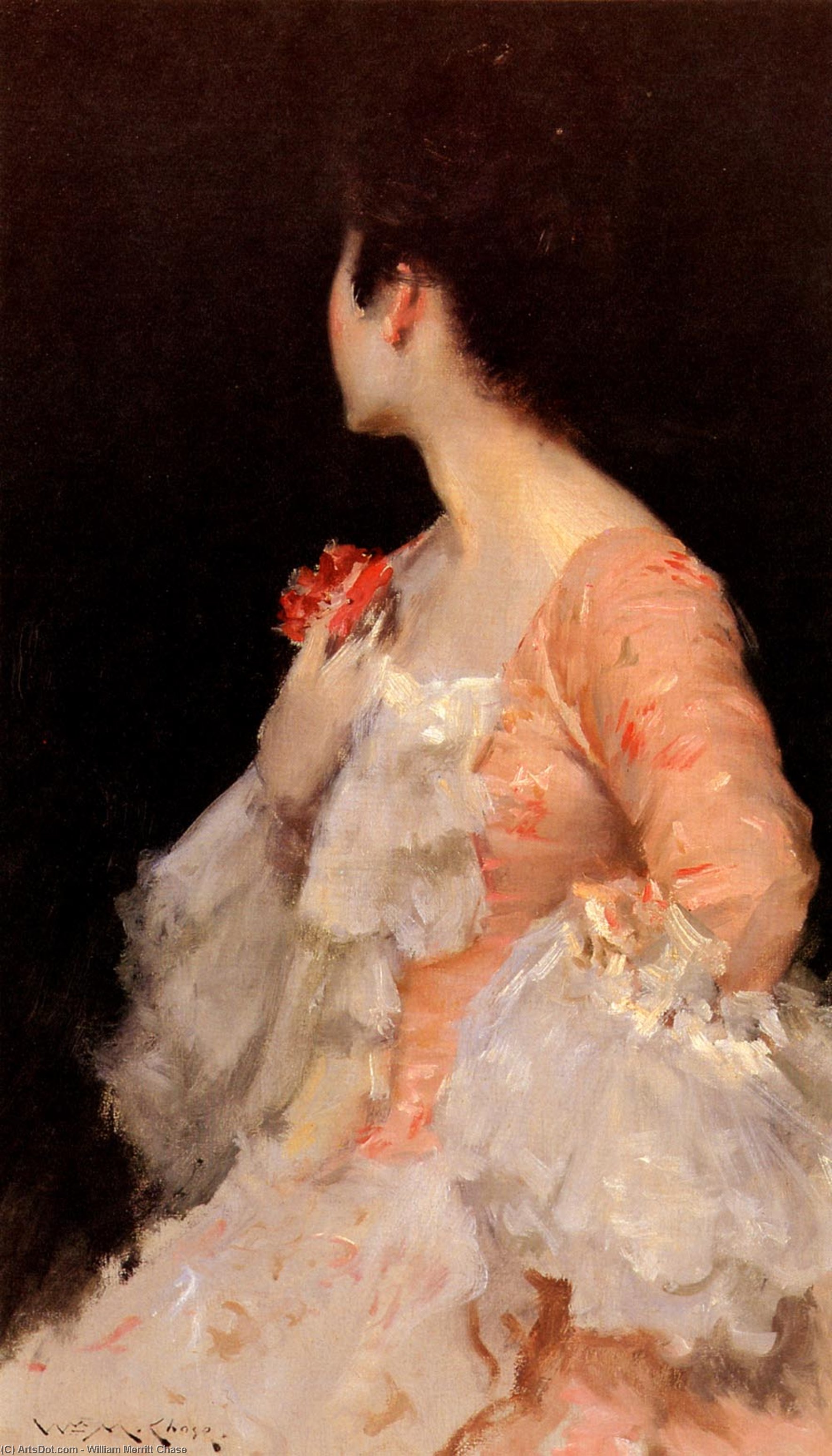 Wikioo.org - The Encyclopedia of Fine Arts - Painting, Artwork by William Merritt Chase - Portrait Of A Lady