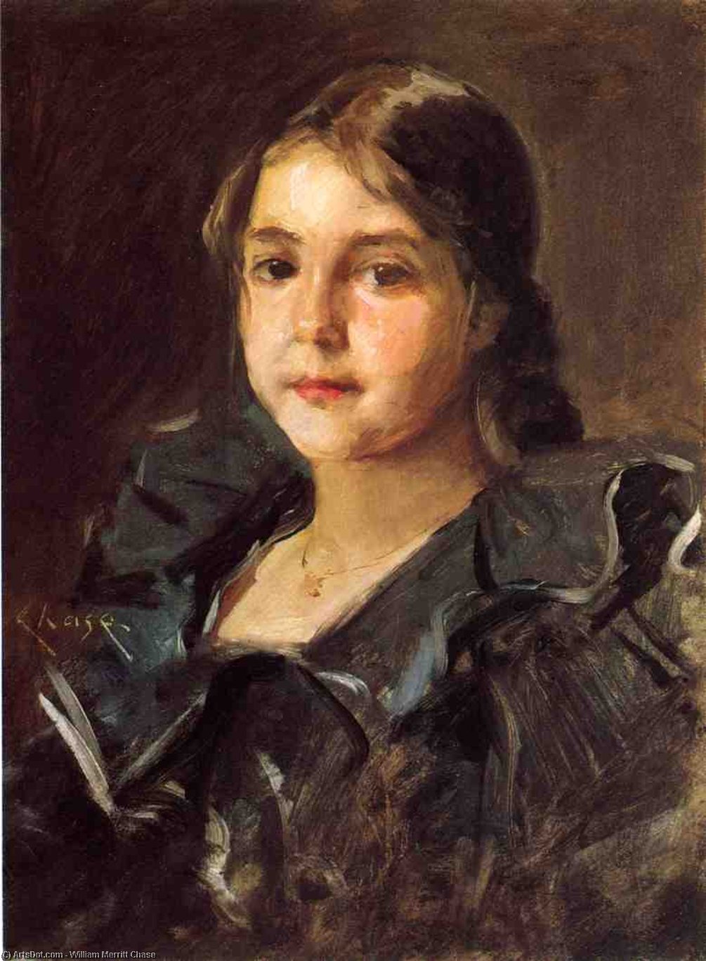 Wikioo.org – La Enciclopedia de las Bellas Artes - Pintura, Obras de arte de William Merritt Chase - Retrato de Helen Velásquez Caza