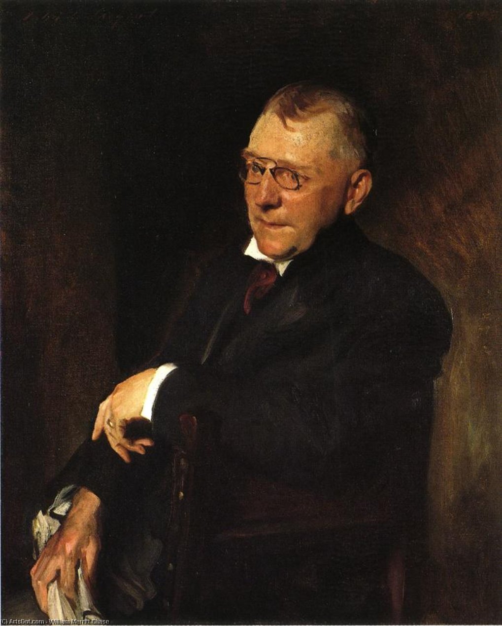 Wikioo.org - The Encyclopedia of Fine Arts - Painting, Artwork by William Merritt Chase - Portrait of James Whitcomb Riley