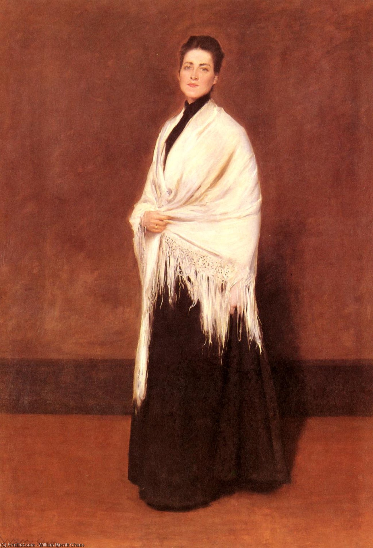 Wikioo.org - The Encyclopedia of Fine Arts - Painting, Artwork by William Merritt Chase - Portrait of Mrs. C. 1