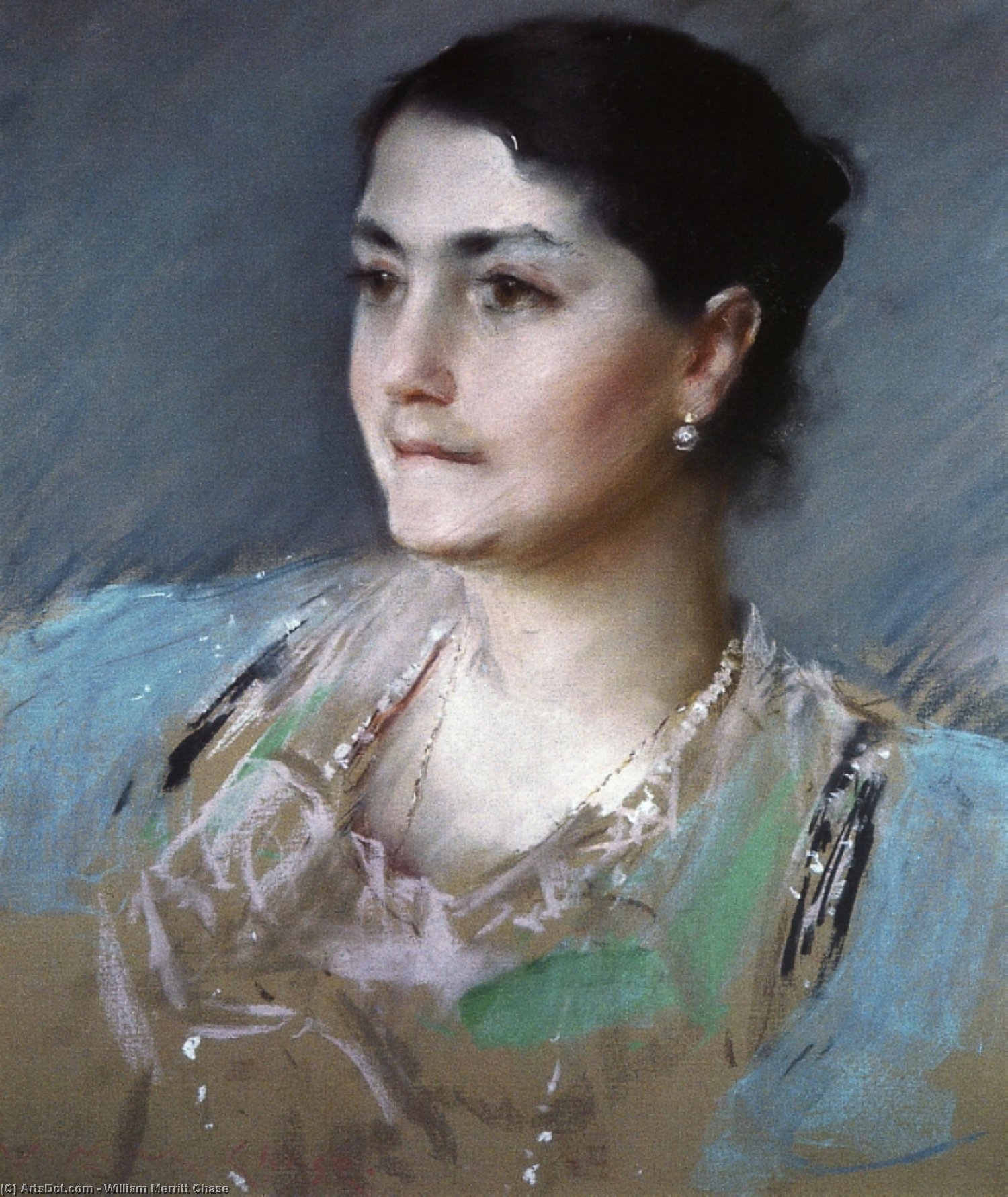 Wikioo.org – L'Enciclopedia delle Belle Arti - Pittura, Opere di William Merritt Chase - ritratto di signora . William Inseguire