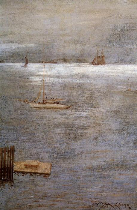 Wikioo.org - The Encyclopedia of Fine Arts - Painting, Artwork by William Merritt Chase - Sailboat at Anchor