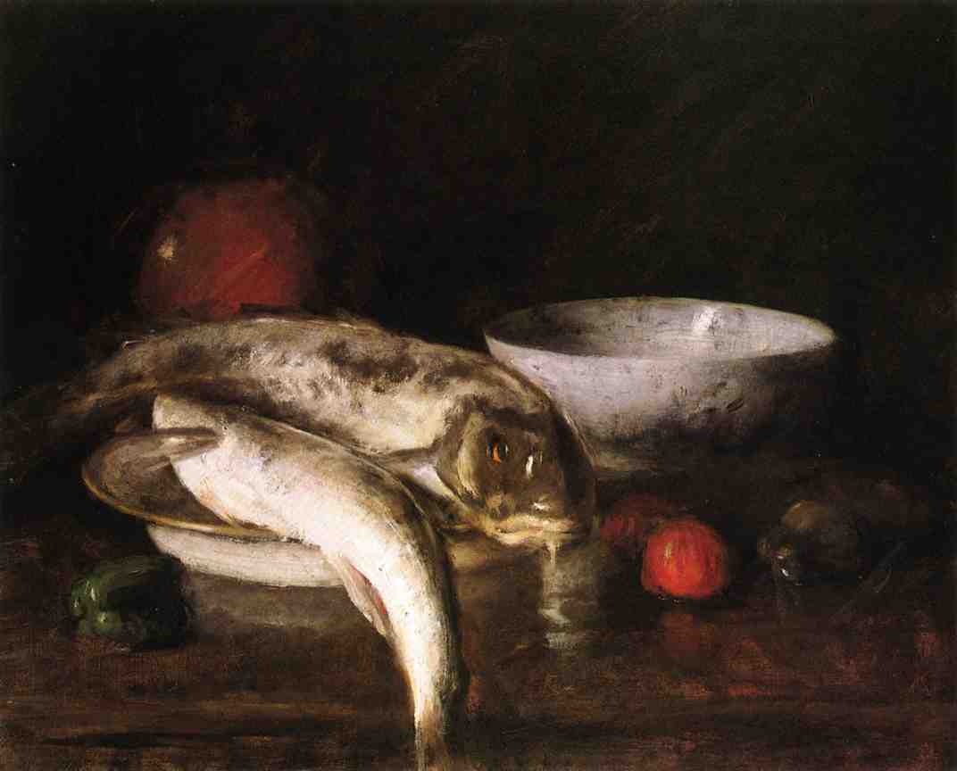 Wikioo.org - The Encyclopedia of Fine Arts - Painting, Artwork by William Merritt Chase - Still Life with Fish