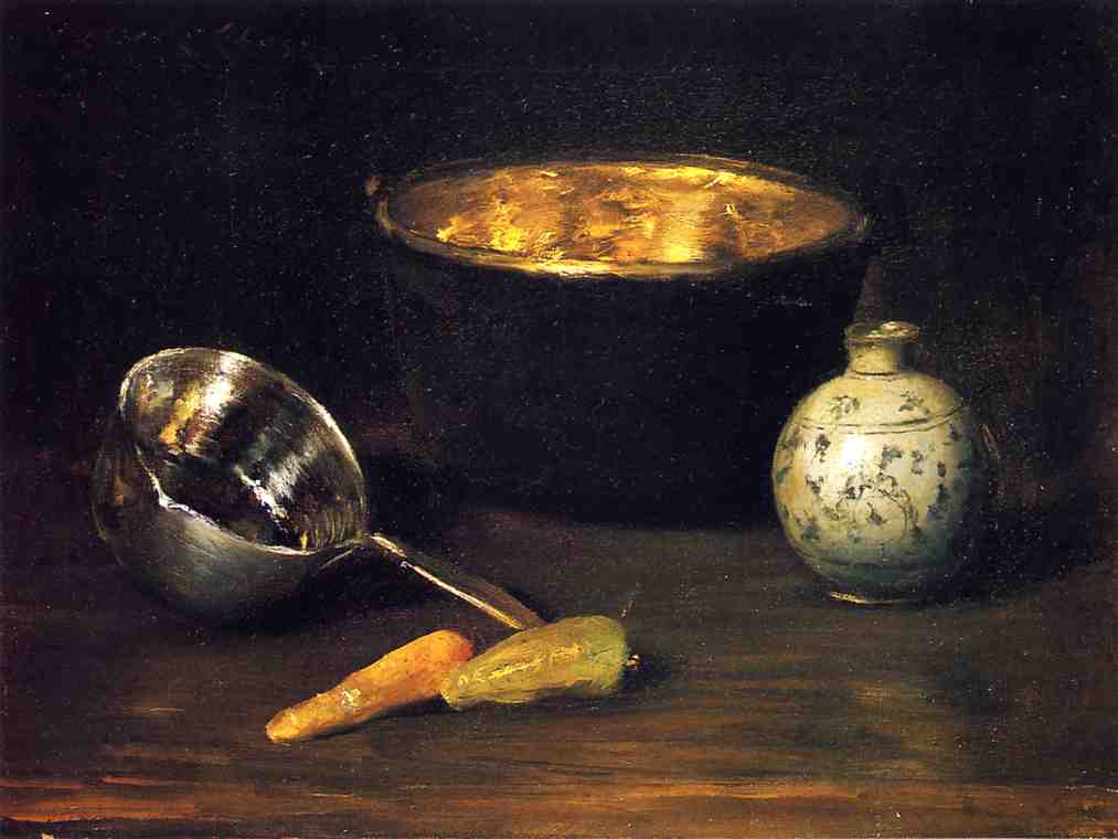 Wikioo.org - The Encyclopedia of Fine Arts - Painting, Artwork by William Merritt Chase - Still Life with Pepper and Carrot
