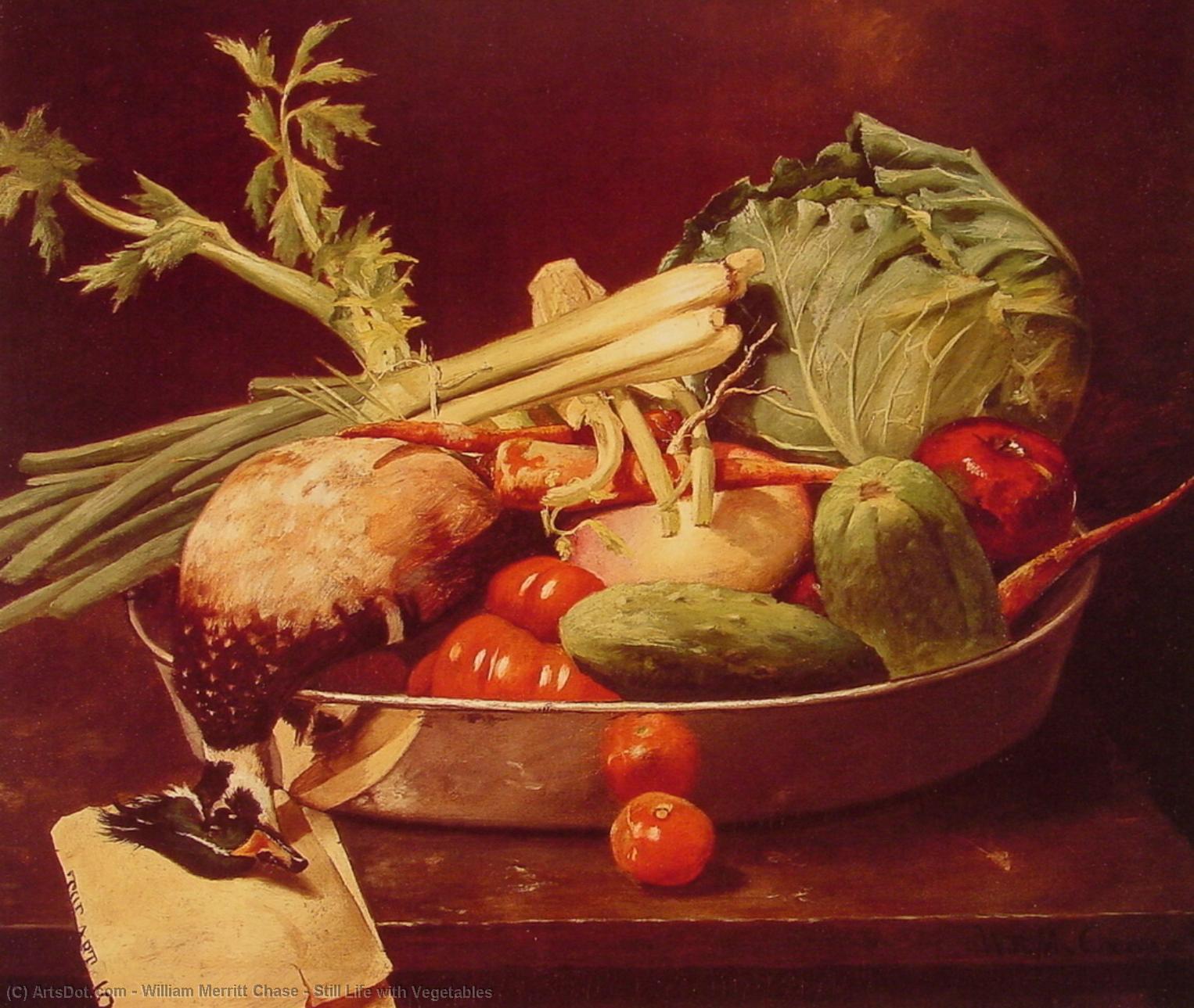 Wikioo.org - Bách khoa toàn thư về mỹ thuật - Vẽ tranh, Tác phẩm nghệ thuật William Merritt Chase - Still Life with Vegetables