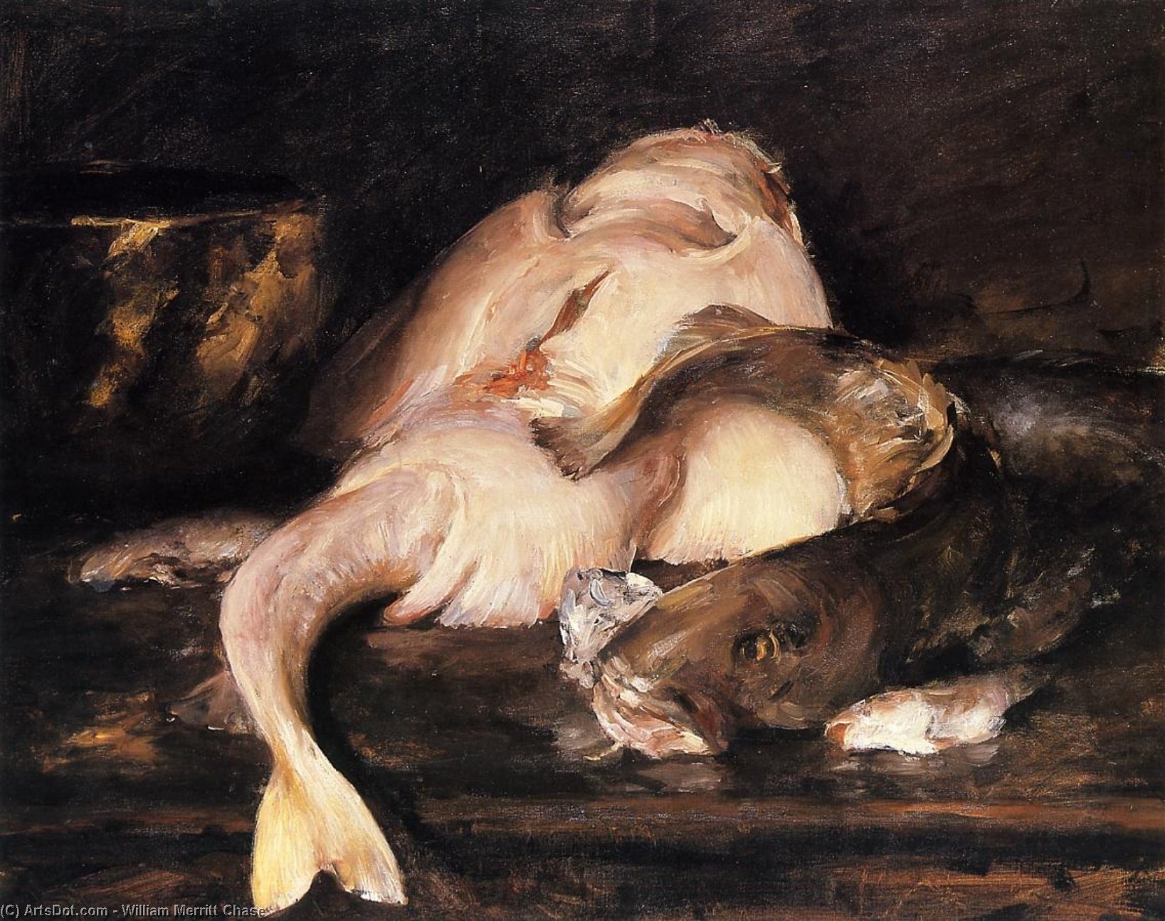 Wikioo.org - The Encyclopedia of Fine Arts - Painting, Artwork by William Merritt Chase - Still Life, Fish