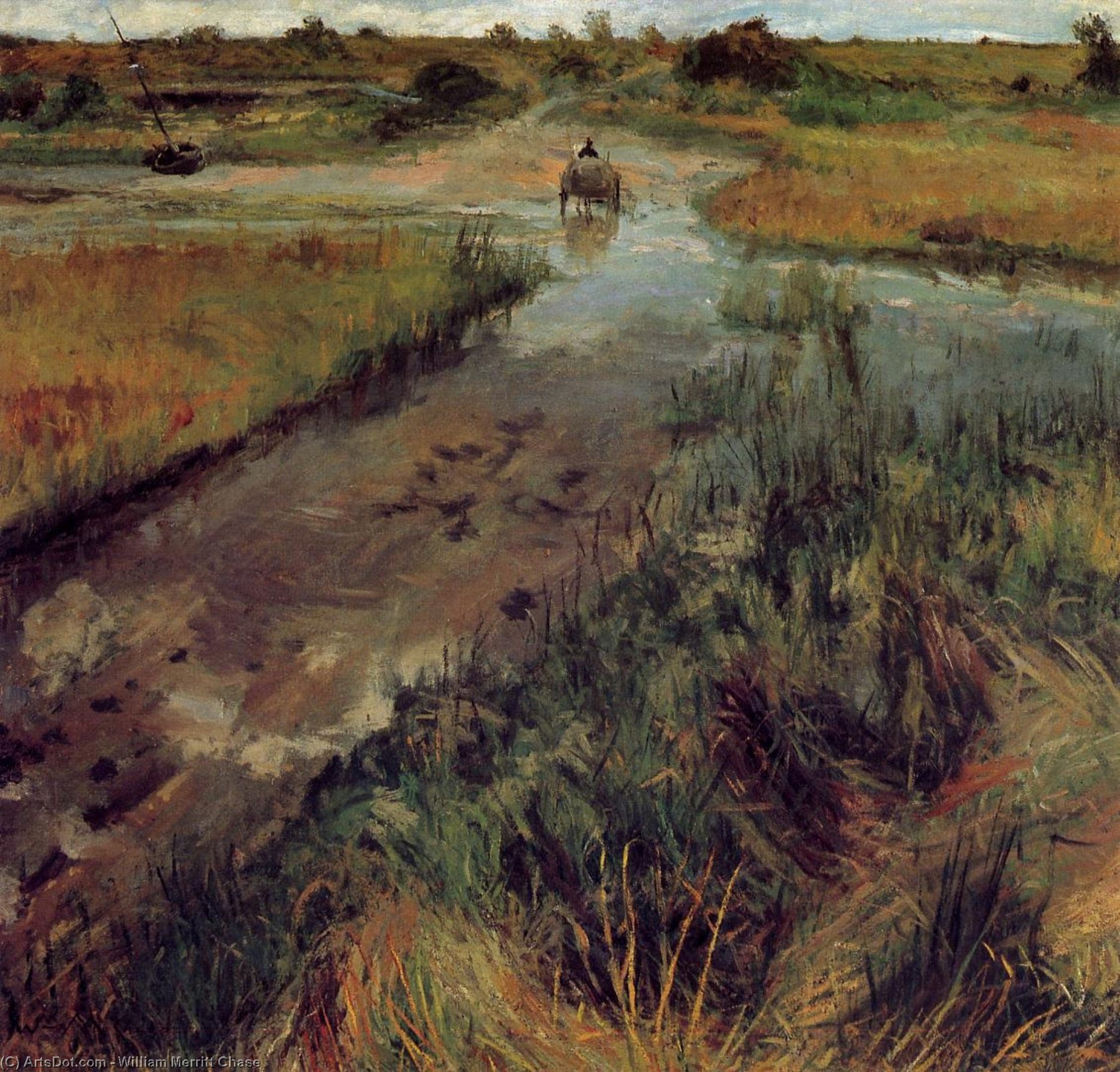 Wikioo.org - The Encyclopedia of Fine Arts - Painting, Artwork by William Merritt Chase - Swollen Stream at Shinnecock