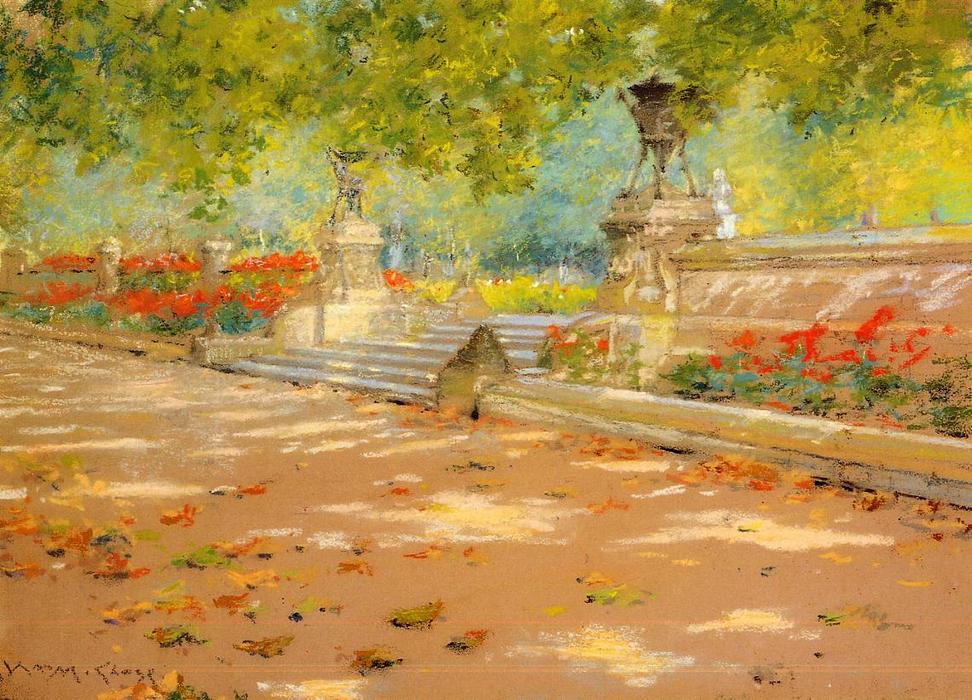 Wikioo.org – L'Enciclopedia delle Belle Arti - Pittura, Opere di William Merritt Chase - Terrazza prospettiva  parco